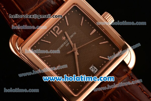 Vacheron Constantin Historiques Toledo Miyota Quartz Rose Gold Case with Stick Markers and Brown Dial - Click Image to Close